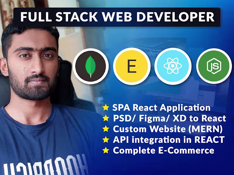 Cover image for I will develop full stack mern stack web app using react & node