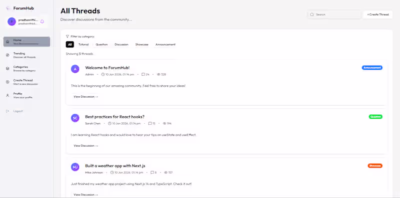 Cover image for Forum Application UI Design from Nextjs & Tailwind