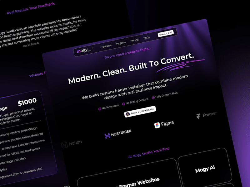 Cover image for Mogy Studio Framer Landing Page
