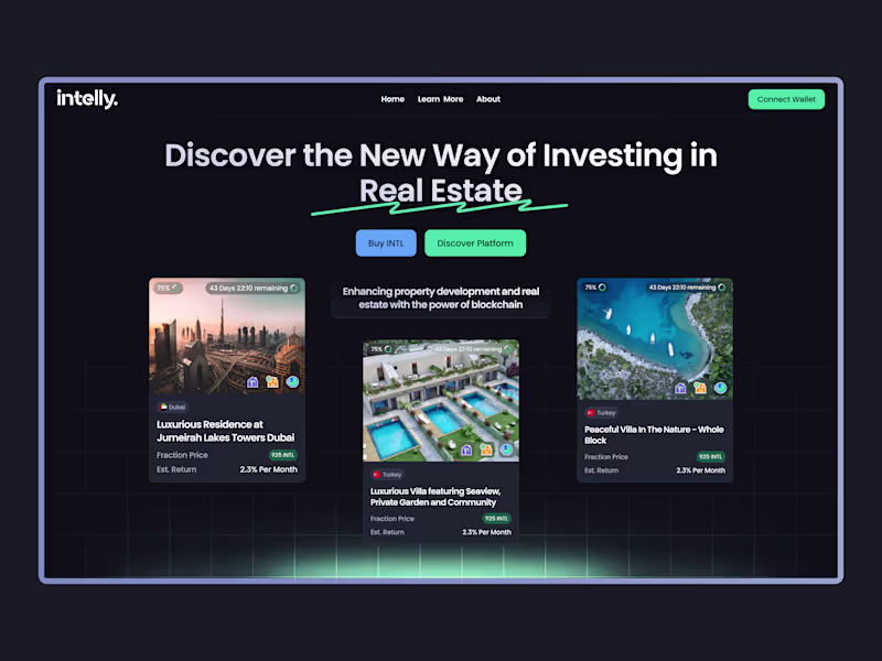 Cover image for Intelly  - Landing Page for Real Estate Investment Platform