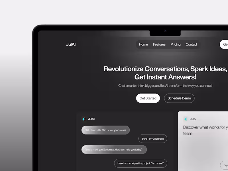 Cover image for JulAI - AI Chatbot Landing Page Design