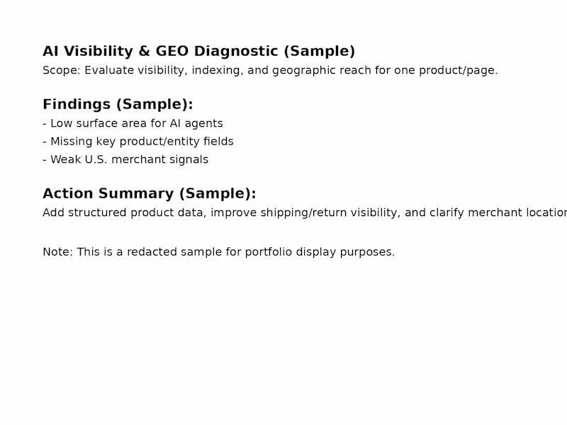 Cover image for Sharing a sample AI Visibility & GEO Diagnostic for product ...