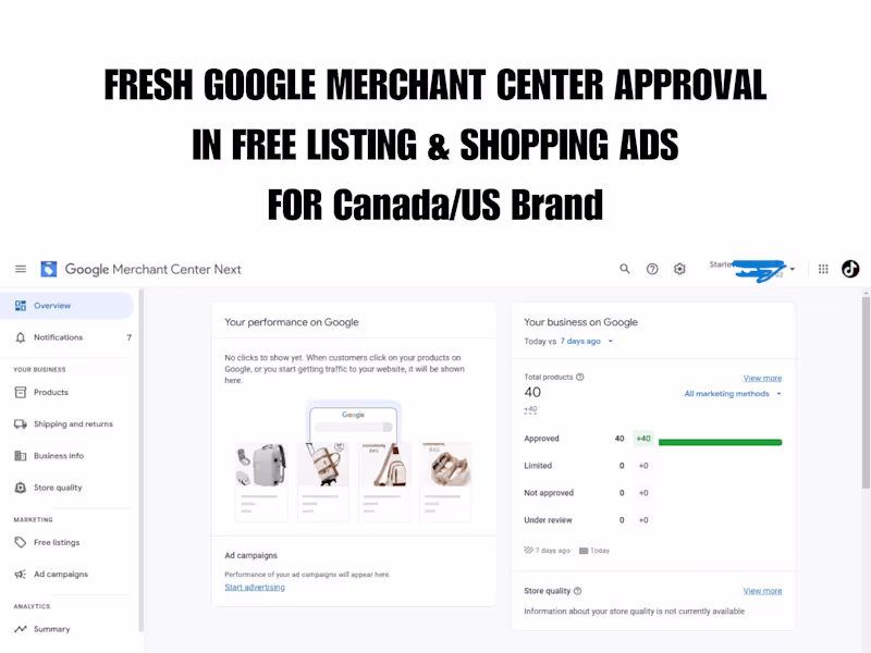 Cover image for You will get Fresh Google Merchant Center of Any Country