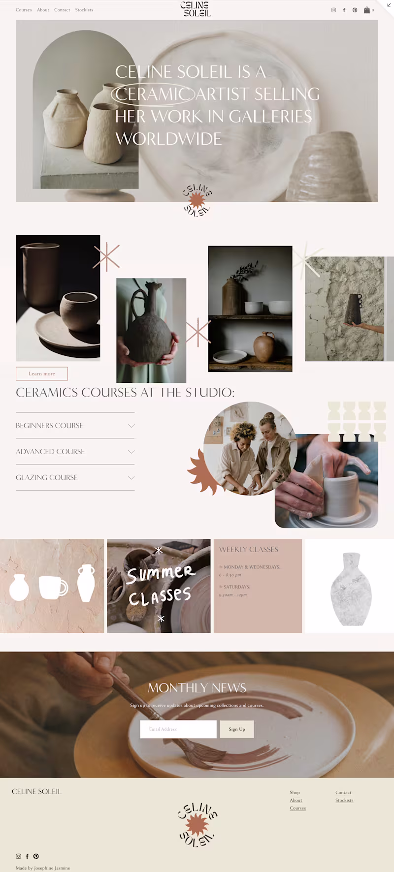 Cover image for Landing page for a ceramic artist's website