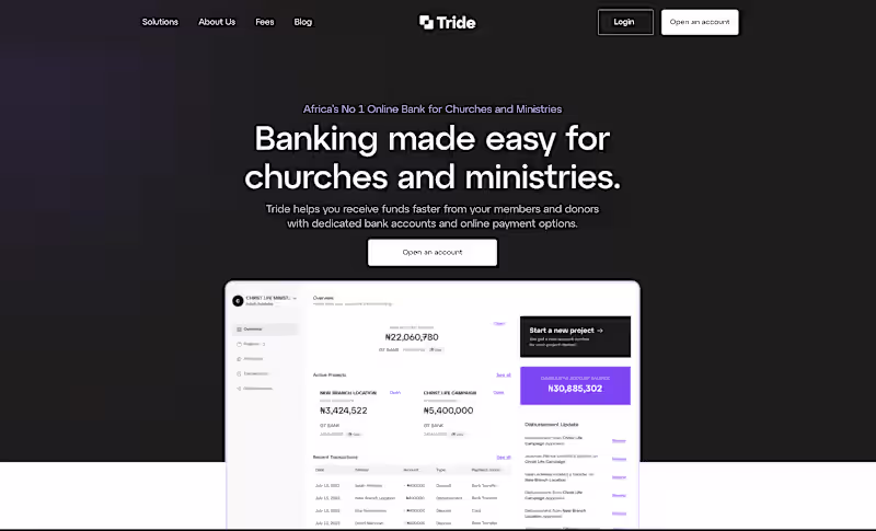 Cover image for https://tridehq.com/ 
Banking made easy for