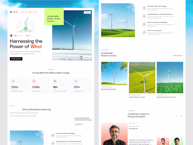 Cover image for Wind Power Company Website, Clean Energy & Sustainable Futur...