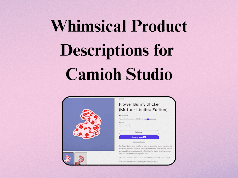Cover image for Whimsical Product Descriptions for Camioh Studio