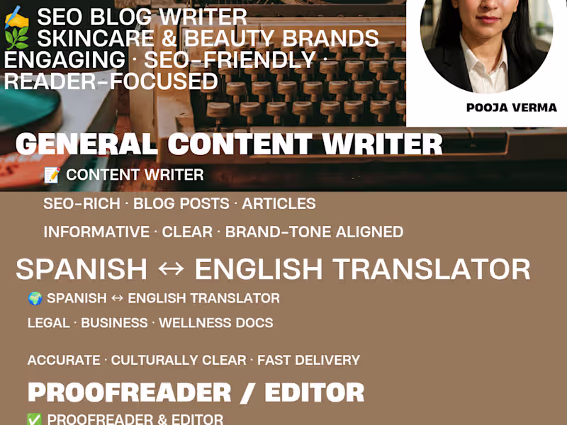 Cover image for Writing|Translation Project|Skincare•SEOBlog•LegalTranslation