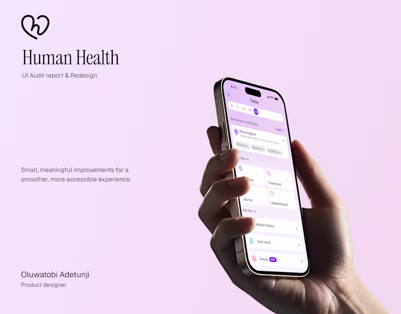 Cover image for Human Health iOS App UI Design audit & Redesign