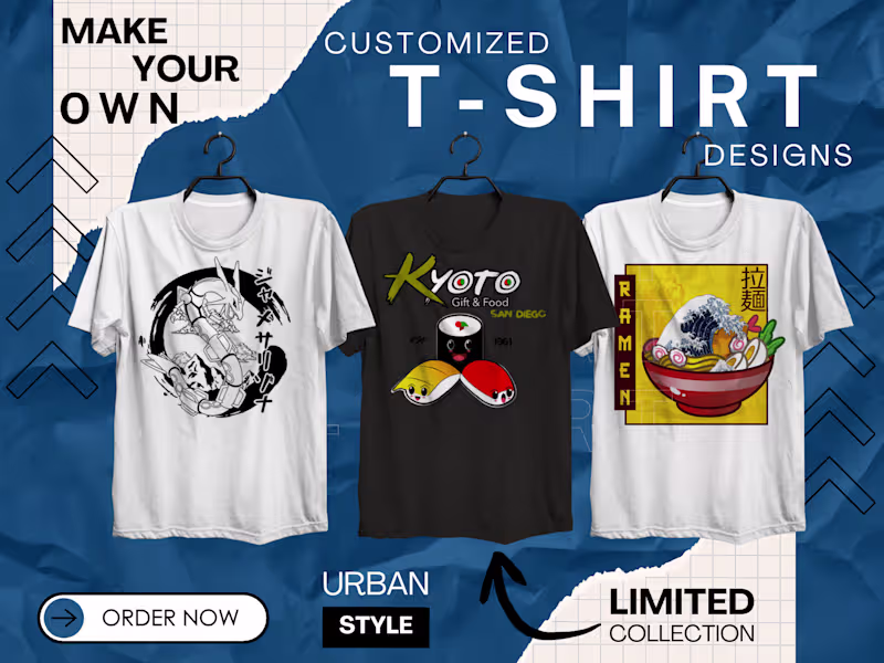 Cover image for Custom T-Shirt Designs: Bring Your Unique Vision to Life!