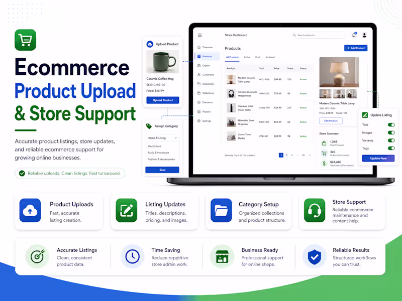 Cover image for Ecommerce Product Upload & Store Support