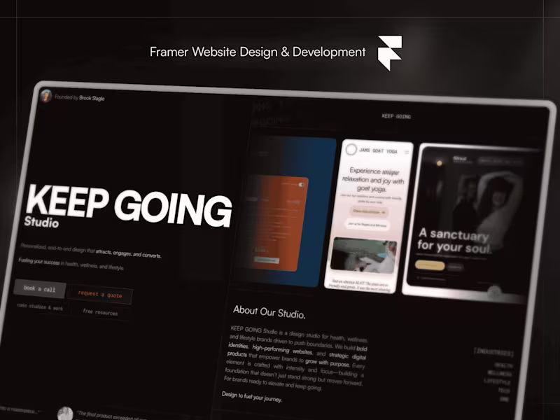 Cover image for KEEP GOING Studio Framer Website and Branding