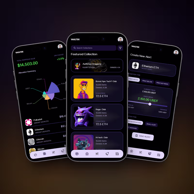 Cover image for Dark Mode NFT Marketplace App Design - Case Study Available