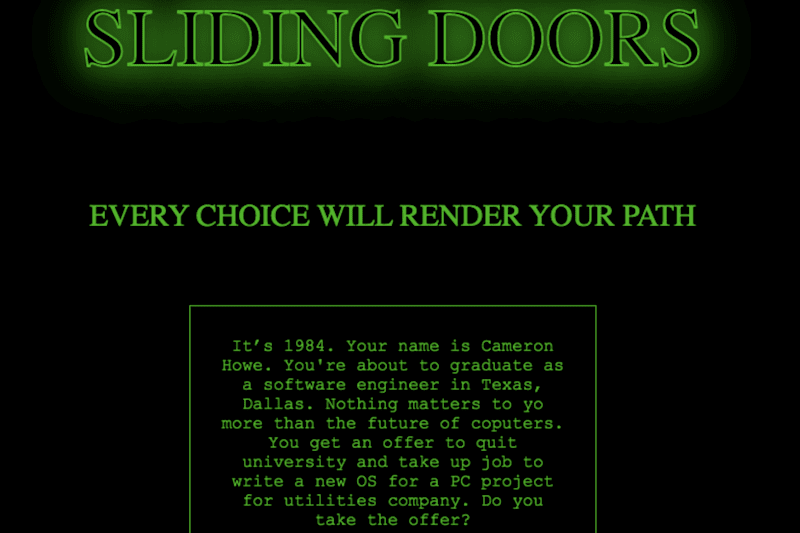 Cover image for Sliding Doors - Create Your Own Adventure Game