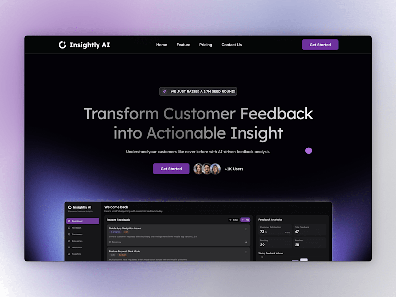 Cover image for Insightly AI –– Framer Website Design & Development for an AI-p…