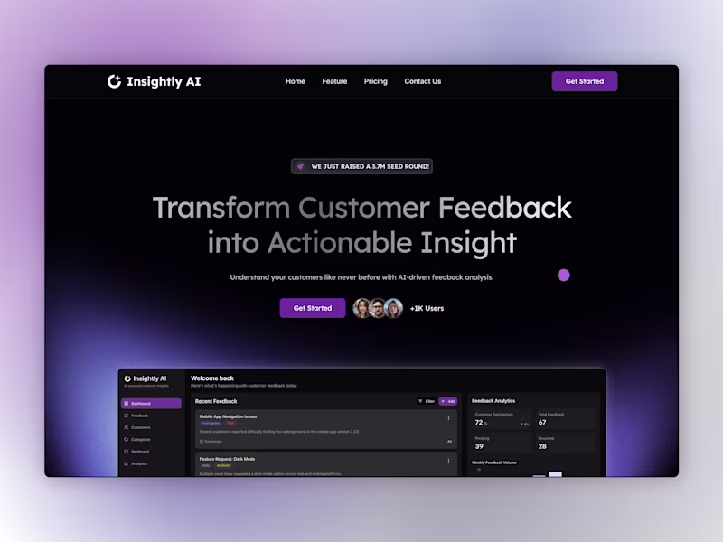 Cover image for Insightly AI –– Framer Website Design & Development for an AI-p…