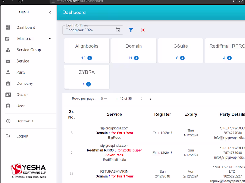 Cover image for CRM and Renewal Management System Development