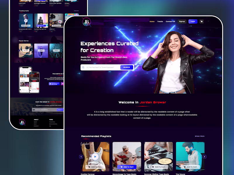 Cover image for Jordan Brower - Music Streaming Service Website