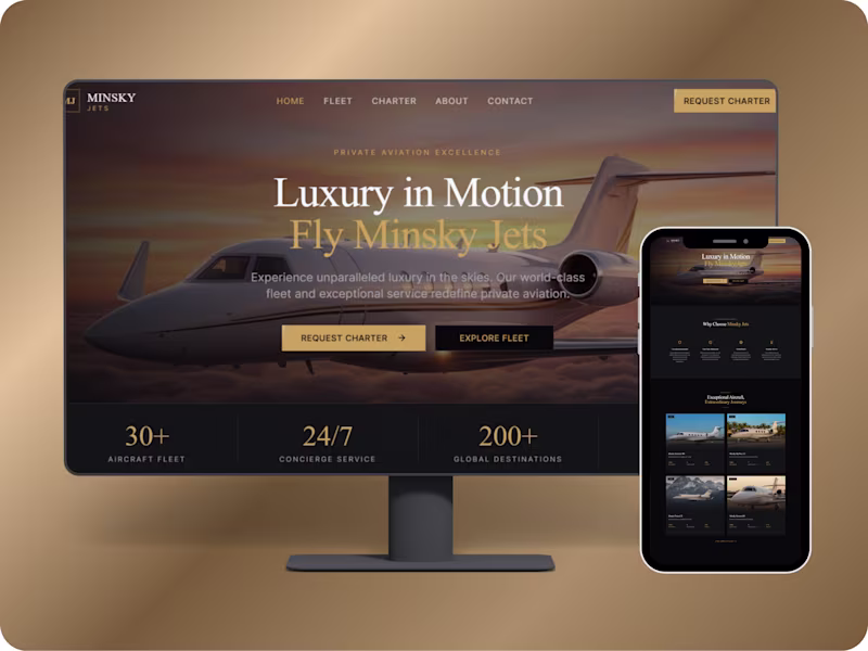 Cover image for Custom Website Design for Luxury Private Aviation Brand