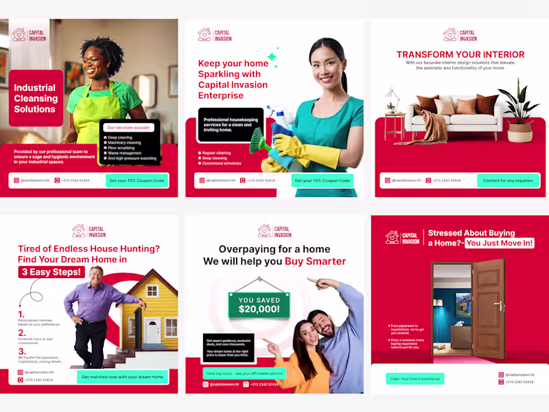 Cover image for Instagram Ad design for Real Estate and Cleaning service Inc