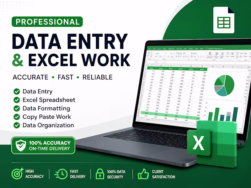 Cover image for I will do professional data entry and Excel work