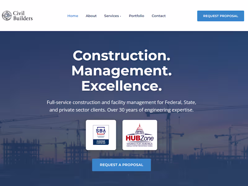 Cover image for Construction company website. Professional design, mobile-op...