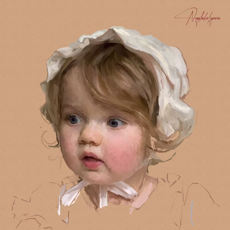 Cover image for Hand-Painted Digital Portrait from Your Photo | No AI
