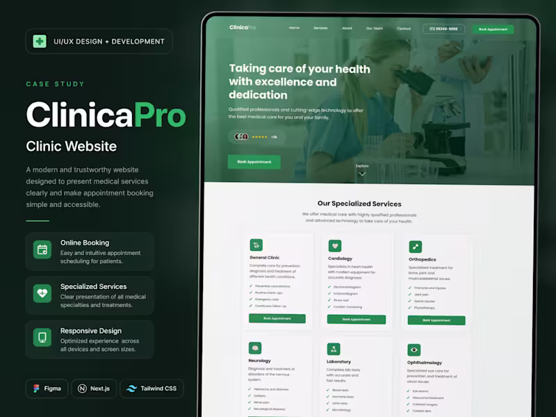 Cover image for Modern Healthcare Website Design for ClinicaPro: Boost Engag...