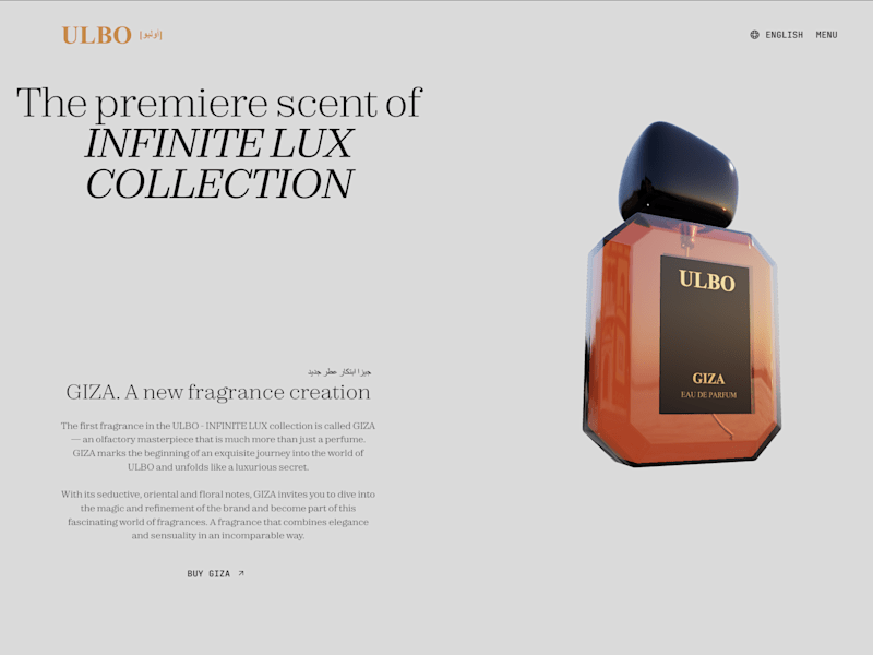 Cover image for ULBO-GIZA 3D Perfume Bottle Website