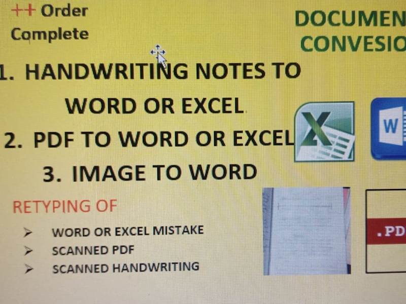 Cover image for I will convert, type, format from pdf to word or excel
