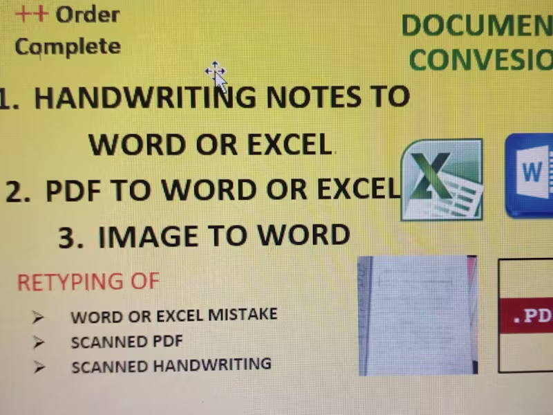 Cover image for I will convert, type, format from pdf to word or excel
