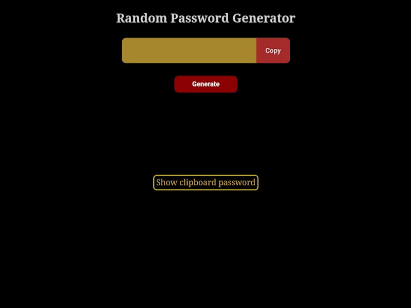 Cover image for Random Password Generator