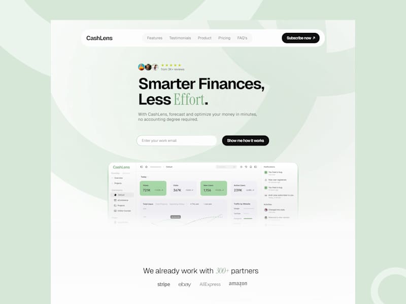 Cover image for CashLens- Website UI/UX design, Landing page, ui ux