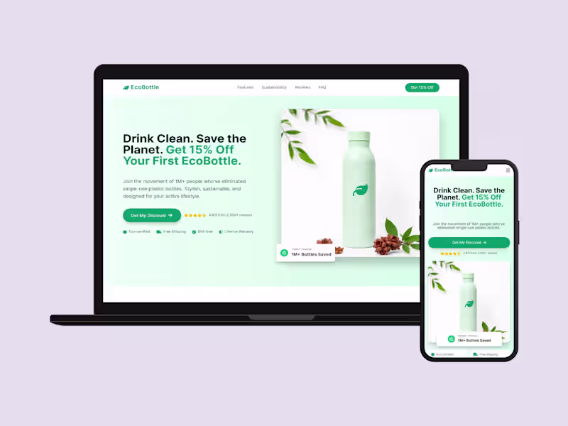 Cover image for EcoBottle: High-conversion landing page and funnel design