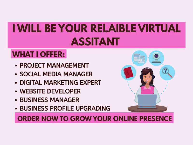 Cover image for I will be your virtual assistant digital marketing expert 