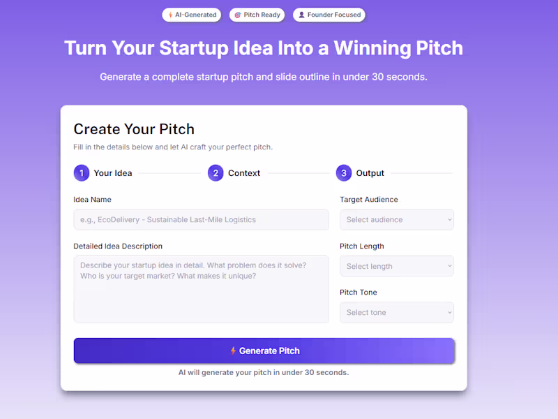 Cover image for PitchPerfect AI is a web app built to help founders, makers,...