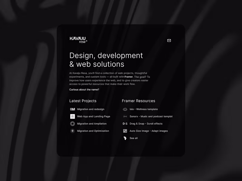 Cover image for Kavaju Resa – A Thoughtful One-Page Playground