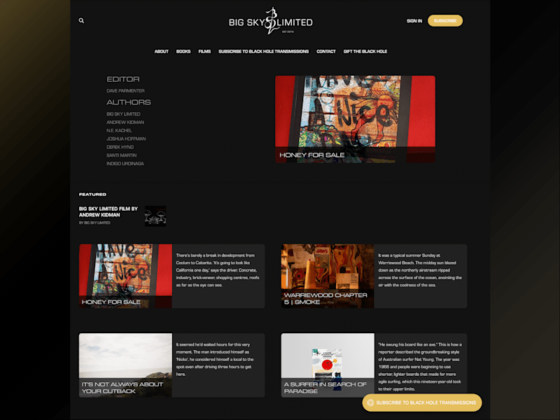 Cover image for Big Sky Limited — Custom Ghost Theme