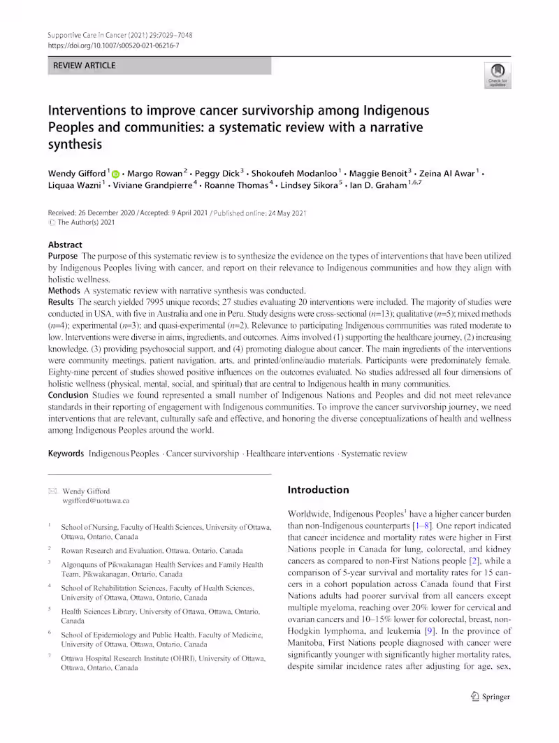 Cover image for One of my publications. A systematic review about cancer sur...