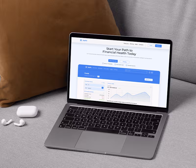 Cover image for JoyFin Fintech Software - UI/UX Landing Page Design
