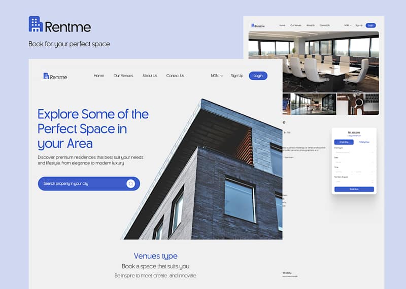 Cover image for Space Booking Website (UI/UX Case Study)