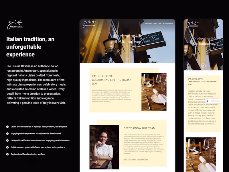 Cover image for Gio Cucina Italiana | Webflow Website