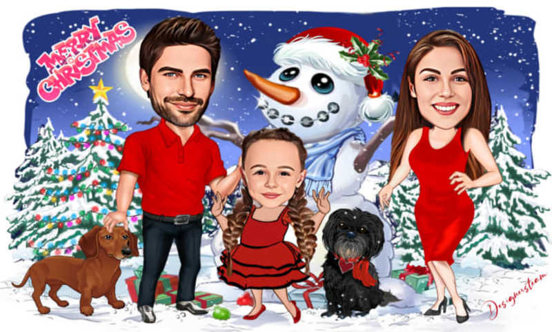 Cover image for Design cartoon caricature christmas card form photo