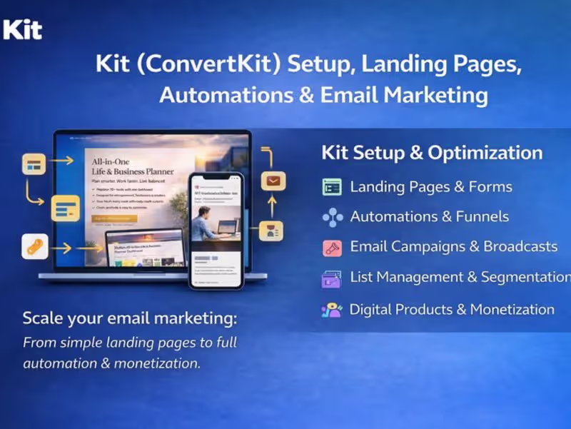 Cover image for Kit Setup, Landing Pages, Automations & Email Marketing
