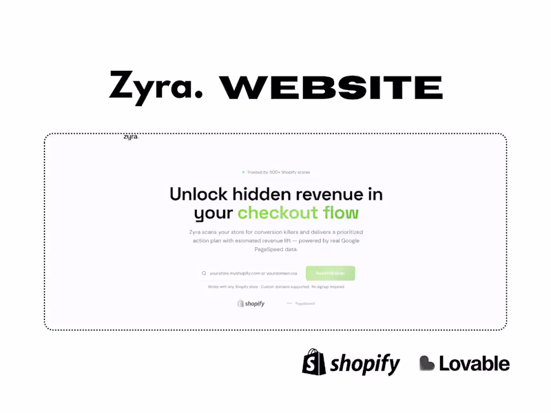 Cover image for Zyra — Shopify CRO Audit & Conversion Optimization Tool