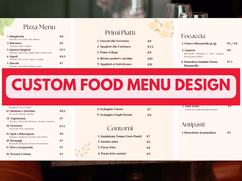 Cover image for Elegant Custom Menu Design for Restaurants