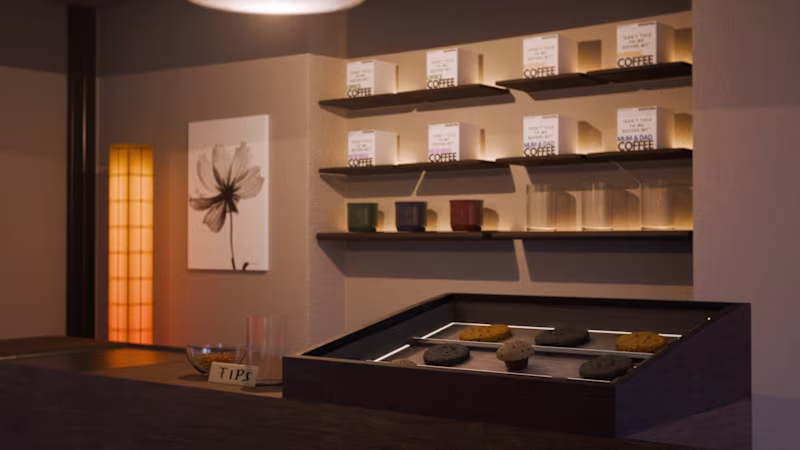 Cover image for Modern Japanese style cafe 3D render