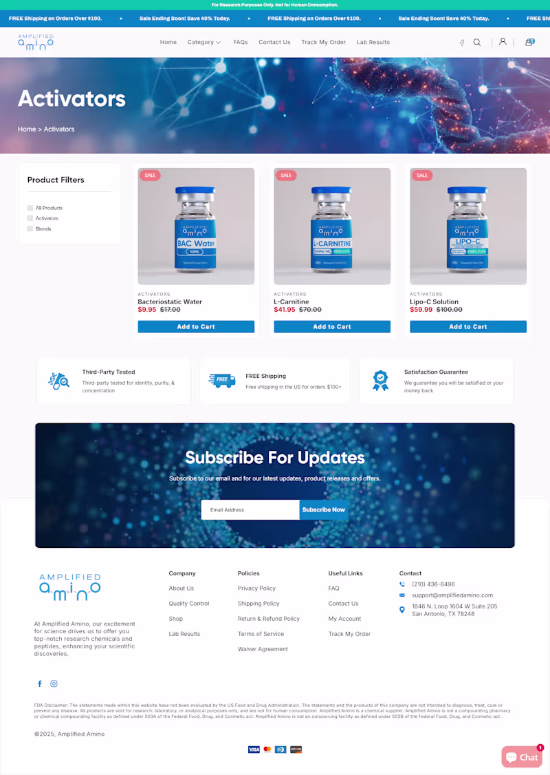 Cover image for 💪 Amplified Amino – Shopify Plus Store Design & Development...