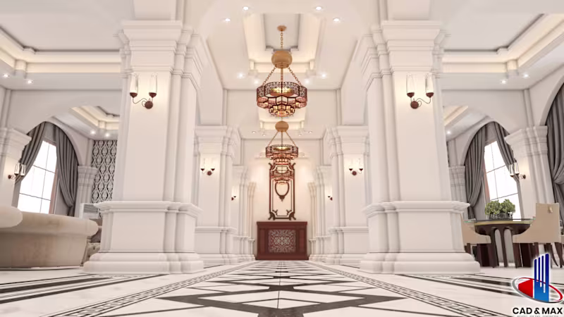 Cover image for This Reception Hall Interior visualization presents a classi...