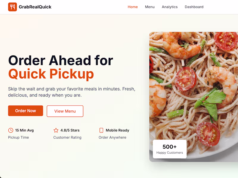 Cover image for GrabRealQuick - Restaurant Online Ordering